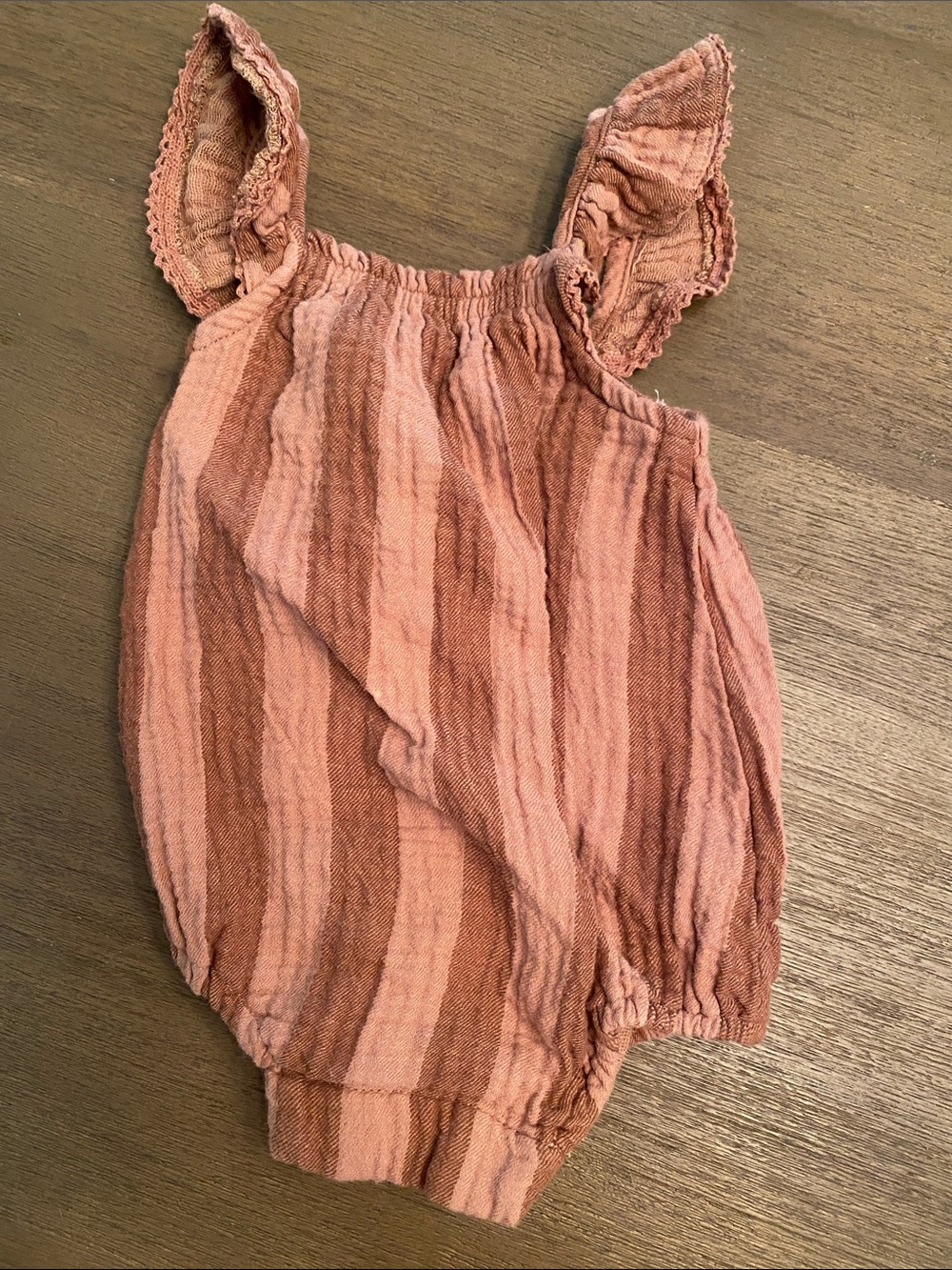 Quincy Mae Striped Ruffle-Shoulder Baby Romper